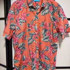 Tori Richard Hawaiian Tropical Casual Button Down Shirt Peach  Mens Size XL